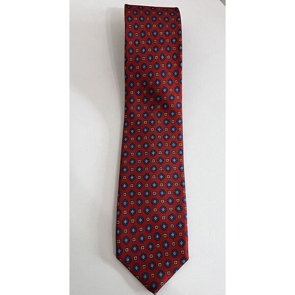 Robert Talbott 100% Silk Tie Orange Blue Made In USA Monterey, CA Men's - Picture 1 of 12